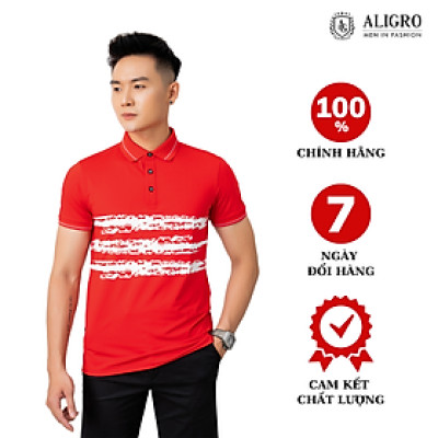Áo Polo đỏ phối kẻ ngang Aligro ALGPLO71