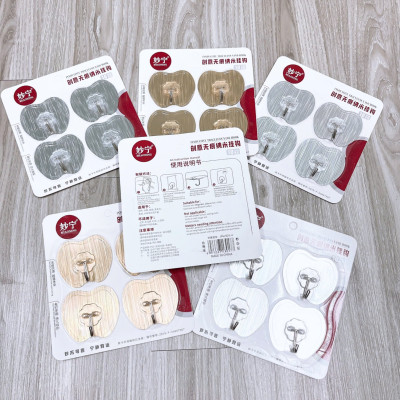 Set 4 móc dán tường NHÔM hình quả táo siêu dính, chịu lực tốt - giao màu ngẫu nhiên