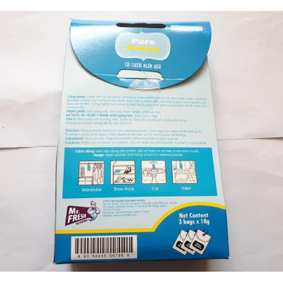 Bộ 3 Hộp 9 túi thơm phòng khử mùi ngàn hoa Mr. Fresh Hàn Quốc (10g/túi)