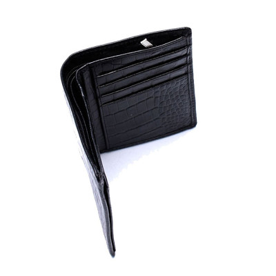 HJ2120 - Bóp nam Huy Hoàng vân cá sấu kiểu đứng màu đen