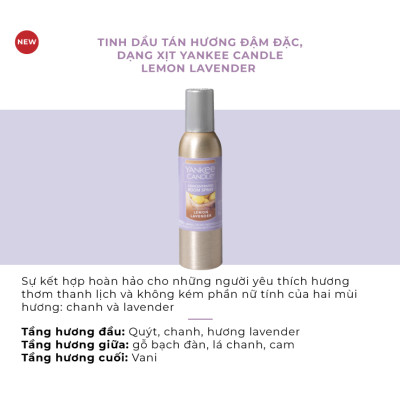 Tinh dầu tán hương đậm đặc dạng xịt Yankee Candle - Lemon Lavender (42.5g)