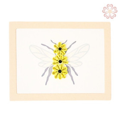 Thiệp Quilling Nghệ Thuật - Bee Happy - size 8.5 x 6.5  cm