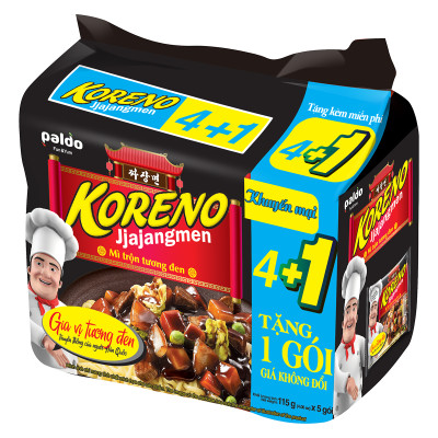 Thùng 6 Lốc Mì Trộn Tương Đen Koreno Jjajangmen (5 gói/lốc)