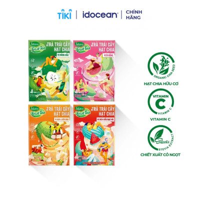 Trà trái cây hạt chia hòa tan Lúave (Vị Mãng cầu, Ổi hồng, Dưa lưới đào, Dưa hấu bạc hà)