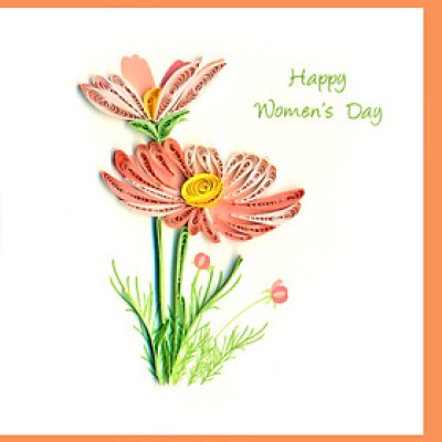 Thiệp giấy xoắn mừng 8-3 , happy women day size 10x10 cm