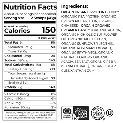 Bột Protein Thực Vật Mỹ ORGAIN Organic Protein 920g, Bột Đạm Chuẩn Hữu Cơ USDA