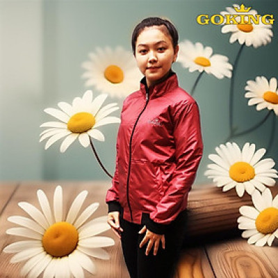Áo khoác gió cách nhiệt GOKING, form unisex cho nữ nam. Ngoài vải dù, trong lót vải cào cách nhiệt, chống nắng gió lạnh, giữ ấm cơ thể.