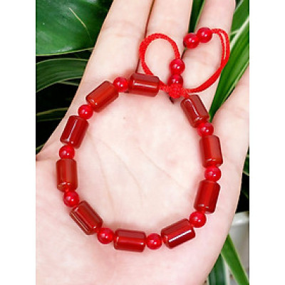 Vòng tay đá thạch anh đỏ đốt trúc phong thủy 8mm cho Nữ làm trang sức