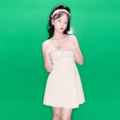 DOTTIE -  Đầm cúp ngực dáng A - Beige - D0560