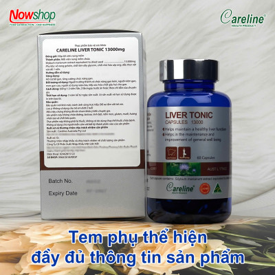 Liver Tonic 13000mg Careline hộp 60 viên cải thiện chức năng gan giúp giải độc mát gan hạ men gan