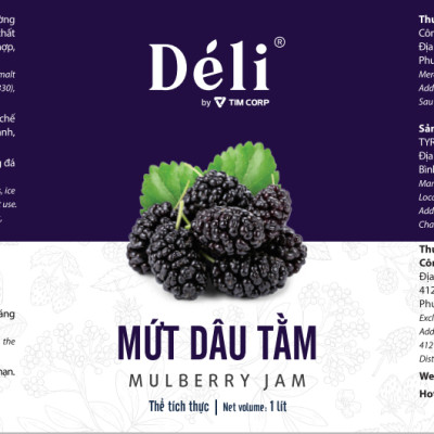 Mứt dâu tằm pha chế Déli -  chai 1L