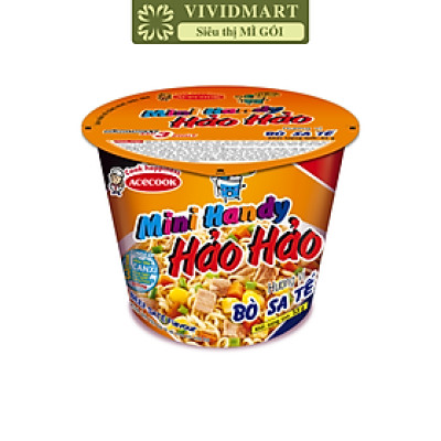 ACECOOK - Mì ly Mini Handy Hảo Hảo hương vị Bò sa tế, Mì ly bò sa tế Hảo Hảo Mini Handy, Mì Hảo Hảo (53g/ly)