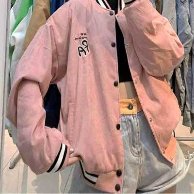 ÁO KHOÁC BOMBER KAKI NHUNG GÂN Thêu Nổi RA (M3140 - Kèm Ảnh Thật)