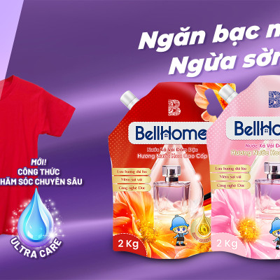 Túi Nước Xả Vải Bell Home Đỏ Hương Nước Hoa Tinh Tế 2KG