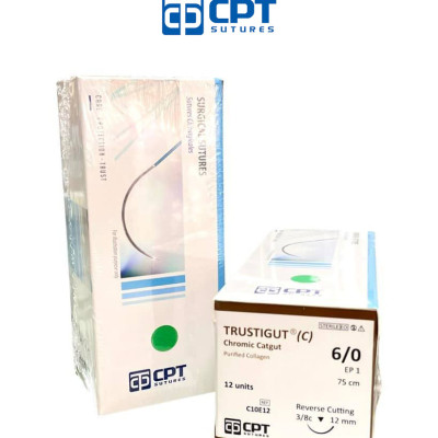 Chỉ phẫu tự tiêu tan chậm CPT Trustigut (C) Chromic Catgut số 6/0 - C10E12