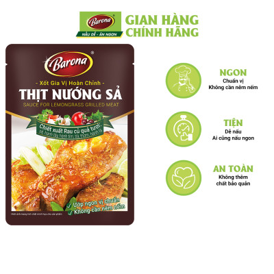 Combo 3 gói Xốt gia vị hoàn chỉnh Barona - Thịt Nướng Sả 80gr