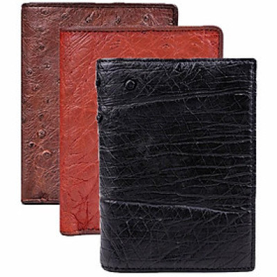 Ví nam Huy Hoàng da đà điểu da bụng kiểu đứng màu nâu đất, nâu đỏ, đen, vàng bò HC2408-09-10-18