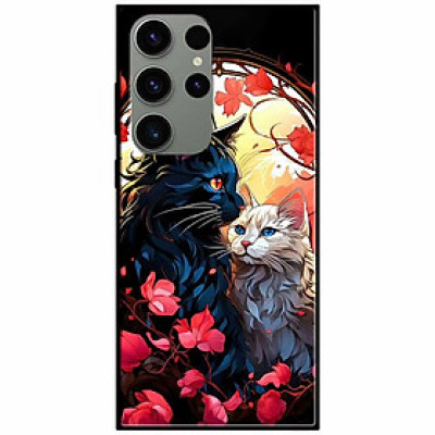 Ốp lưng cho Samsung S21 FE - S23 - S23 Plus - S23 Ultra - S24 - S24 Ultra - Mèo Trắng Đen - Hàng Chính Hãng