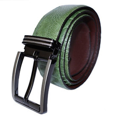 HC4485 - Dây nịt nam da đà điểu Huy Hoàng 4P đầu kim màu xanh rêu