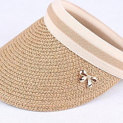 Mũ cói lưỡi trai nửa đầu chống nắng phù hợp đi chơi, đi biển (Màu nâu)