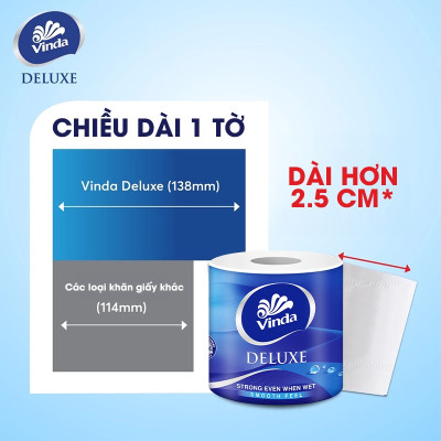 [MUA 2 LỐC GVS DELUXE TẶNG 3 CUỘN + 1 MÓC KHÓA] Giấy vệ sinh cao cấp Vinda Deluxe 3 lớp (8 Cuộn)