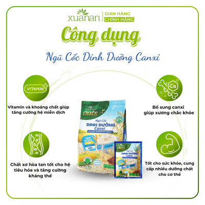 Ngũ Cốc Dinh Dưỡng Canxi Xuân An [ít đường] Túi 400G {25g*16 gói}