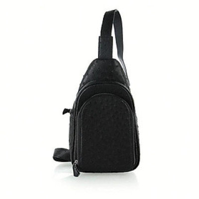 Túi đeo trước nam da đà điểu Huy Hoàng màu đen HP6443