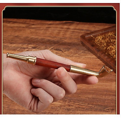 tẩu thuốc gỗ hương gắn sợi bọc hợp kim đồng