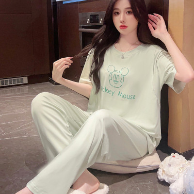 Bộ Đồ Bầu Và Sau Sinh Áo Ngắn Quần Dài Chất Liệu Cotton Mùa Hè Thu AZ52