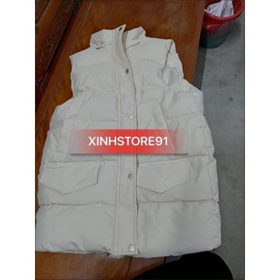 SẴN HÀNG -áo phao gile có mũ dáng hàn quốc, mũ tháo rời được