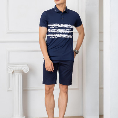 Áo Polo xanh navy phối kẻ ngang Aligro ALGPLO72