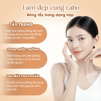 Set 2 Hộp Bông Tẩy Trang Cao Cấp Cotton Labo 2 Way (80 Miếng/Hộp)