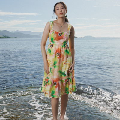 Đầm Linen Xoè Dâm Bụt DRE200 Thời trang thiết kế Hity