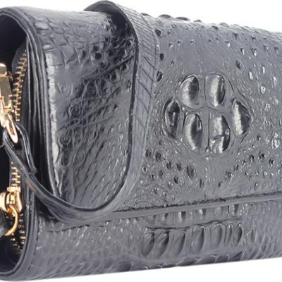 Túi Đeo Nữ Da Cá Sấu Huy Hoàng HT6255 (12 x 21 cm) - Đen