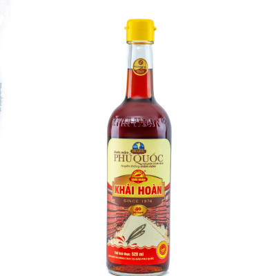 Đặc Sản Phú Quốc - Hộp 2 Chai Thủy Tinh Nước Mắm Phú Quốc Khải Hoàn 40 Độ Đạm (520Ml X 2) - Ocop 5 Sao