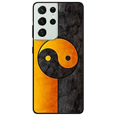 Ốp lưng dành cho Samsung Galaxy S21 Ultra mẫu Vòng Tròn Cam Đen