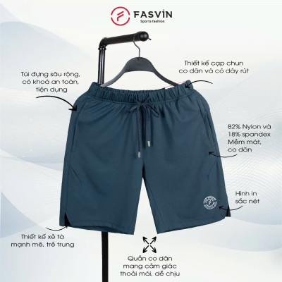 Quần Short Nam Thể Thao FASVIN HL25662.HN Vải Thun Lạnh Cao Cấp Mềm, Nhẹ, Mát, Hàng Nhà Máy
