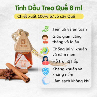 Tinh dầu treo Quế NEO nguyên chất-  tinh dầu treo xe, tinh dầu treo phòng - 8ml