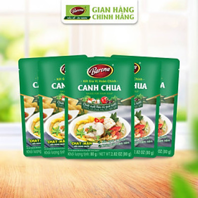 Combo 5 Gói Gia Vị Canh Chua Barona 80g, chay mặn dùng được ướp ngon chuẩn vị không cần nêm nếm