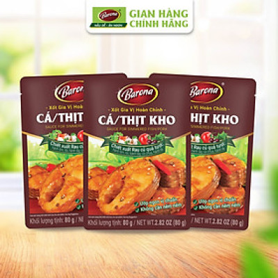 Combo 3 gói Xốt Gia vị hoàn chỉnh Barona - Cá/ thịt kho 80gr