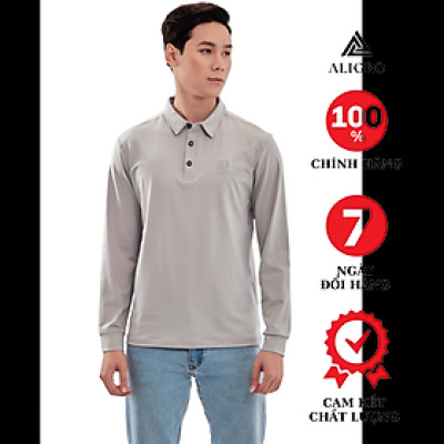Áo thun nam dài tay ALIGRO chất cotton thấm hút mồ hôi, mềm mại màu ghi ALGAPD051