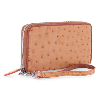 HJ3429-30-31-32 - Bóp nữ da đà điểu 1 khóa Vip đen, nâu đỏ, vàng, nâu đất