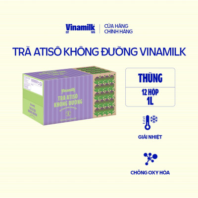 Thùng 12 hộp Trà Atisô không đường Vinamilk - Hộp giấy 1L
