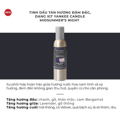 Tinh dầu tán hương đậm đặc, dạng xịt Yankee Candle - Misummer