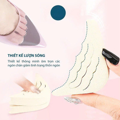 COMBO 2 CẶP Lót mũi giày cao gót cao su non đệm êm ngón chân MÀU ĐEN VÀ MÀU KEM