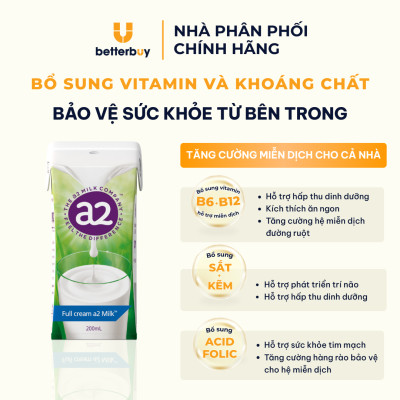Combo 6 Hộp Sữa Tươi Nguyên Kem Tiệt Trùng a2 Milk - a2 Milk UHT