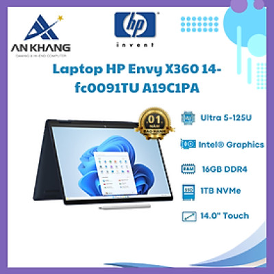 Laptop HP Envy X360 14-fc0091TU (A19C1PA) (Ultra5 125U/16GB RAM/1TB SSD/14 2.8K Cảm ứng/Bút/Win11/Xanh) - Hàng Chính Hãng