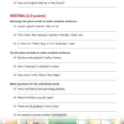 Bài tập bổ trợ Tiếng Anh 7 Right On!