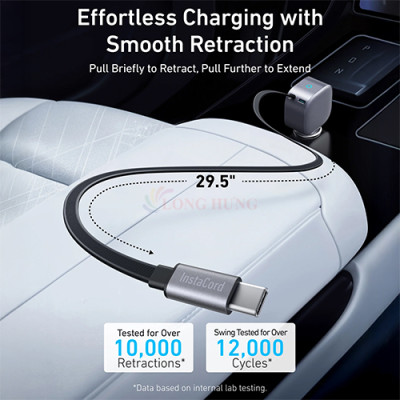 Cốc sạc xe hơi Anker Nano 2 in 1 Built-in Retractable USB-C 75W A2738 - Hàng chính hãng