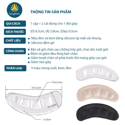 Lót giày cao gót đa năng chuyên dùng khi mang sandal giúp chống trượt bàn chân về phía mũi hoặc lót gót sau chống trầy da - BuyBox - PK277
